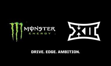 Monster Energy and Big 12 Conference logos with the tagline “Drive. Edge. Ambition.”